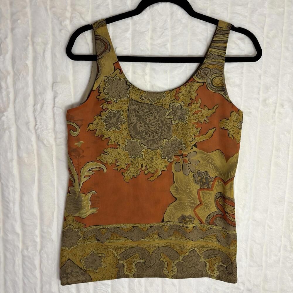 Dana Buchman 100% Silk Vintage Tank Top Orange Brown Size 4 Blouse